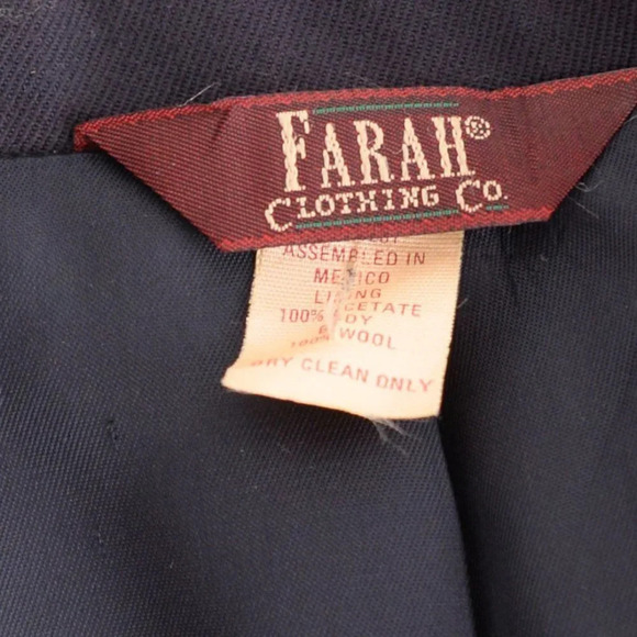 Vintage Farah Clothing Company Navy Double Button 100% Wool Blazer Size 40R - Picture 8 of 16